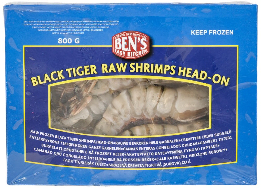 Γαρίδες Βml Black Tiger ωμές με κεφάλι και κέλυφος 800g