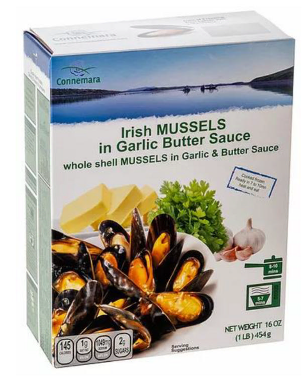 Ολόκληρα μύδια με σάλτσα από σκόρδο και βούτυρο 454g