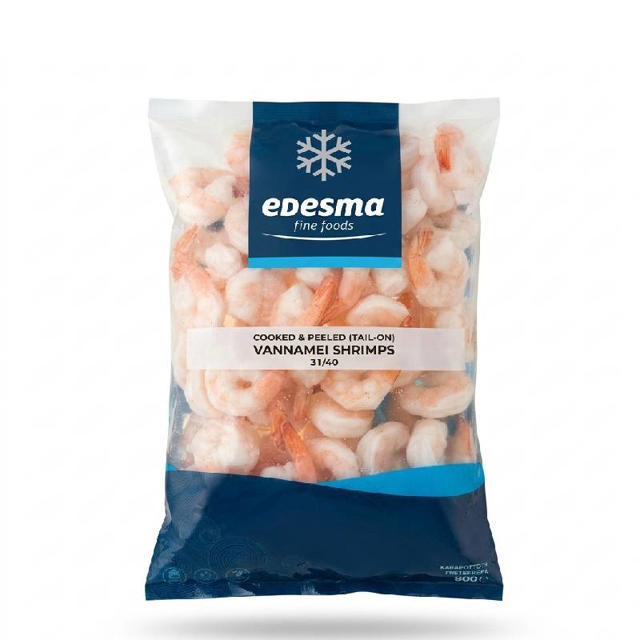 Edesma Γαρίδες Vannamei Καθαρισμένες & Μαγειρεμένες με Ουρά 31/40 – 800g