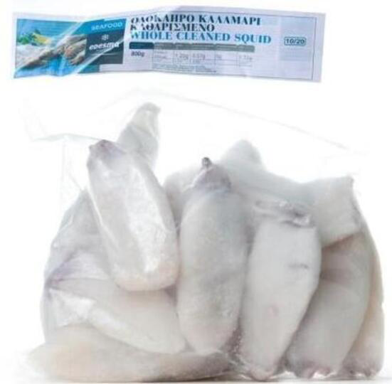 Καλαμάρι ολόκληρο καθαρισμένο 10/20 800g                  