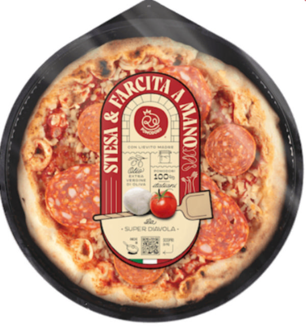 Πικάντικη πίτσα με μοτσαρέλα, σαλάμι και πεπερόνι 370g