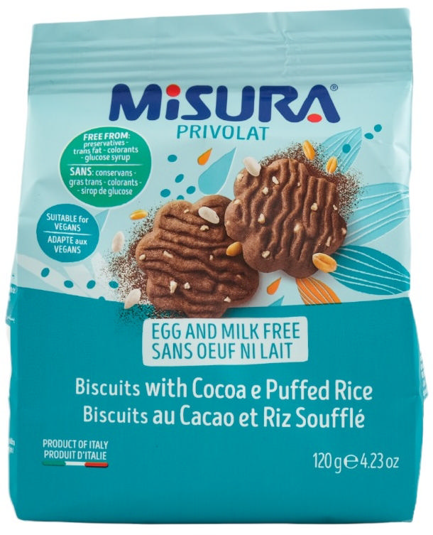 Μπισκότα με κόκκους ρυζιού & κακάο 120g                       