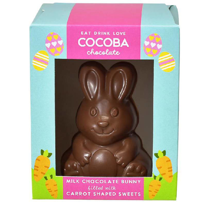 Cocoba Πασχαλινό σοκολατένιο λαγουδάκι με ζαχαρωτά σε σχήμα καρότου 70g