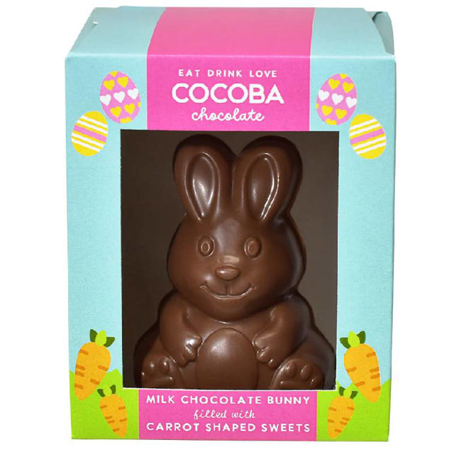 Cocoba Πασχαλινό σοκολατένιο λαγουδάκι με ζαχαρωτά σε σχήμα καρότου 70g