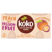Koko Dairy Free Εναλλακτικό γιαούρτι με γεύση ροδάκινο & φρούτο του πάθους 2 x 125g