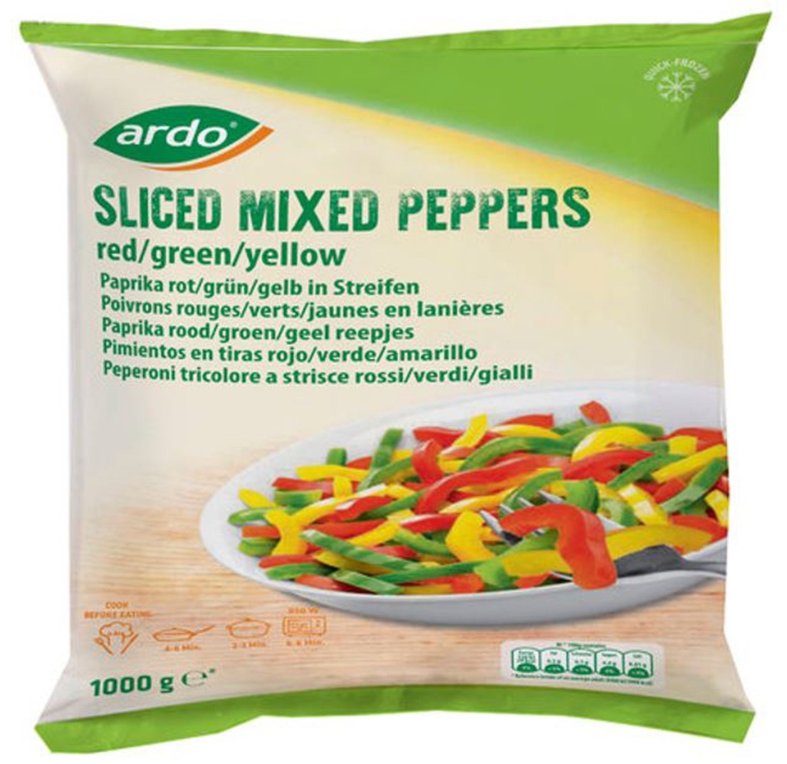 Ardo Sliced mixed peppers 1kg Ardo Sliced mixed peppers 1kg