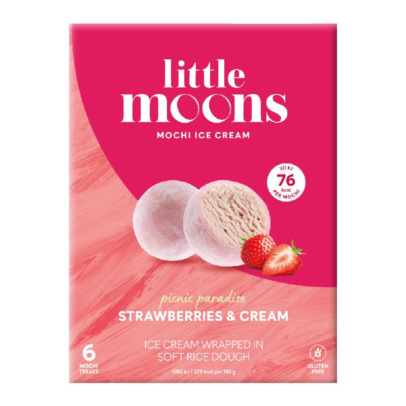 Little Moons 6 Strawberries & Cream Mochi 192g Little Moons 6 Strawberries & Cream Mochi 192g