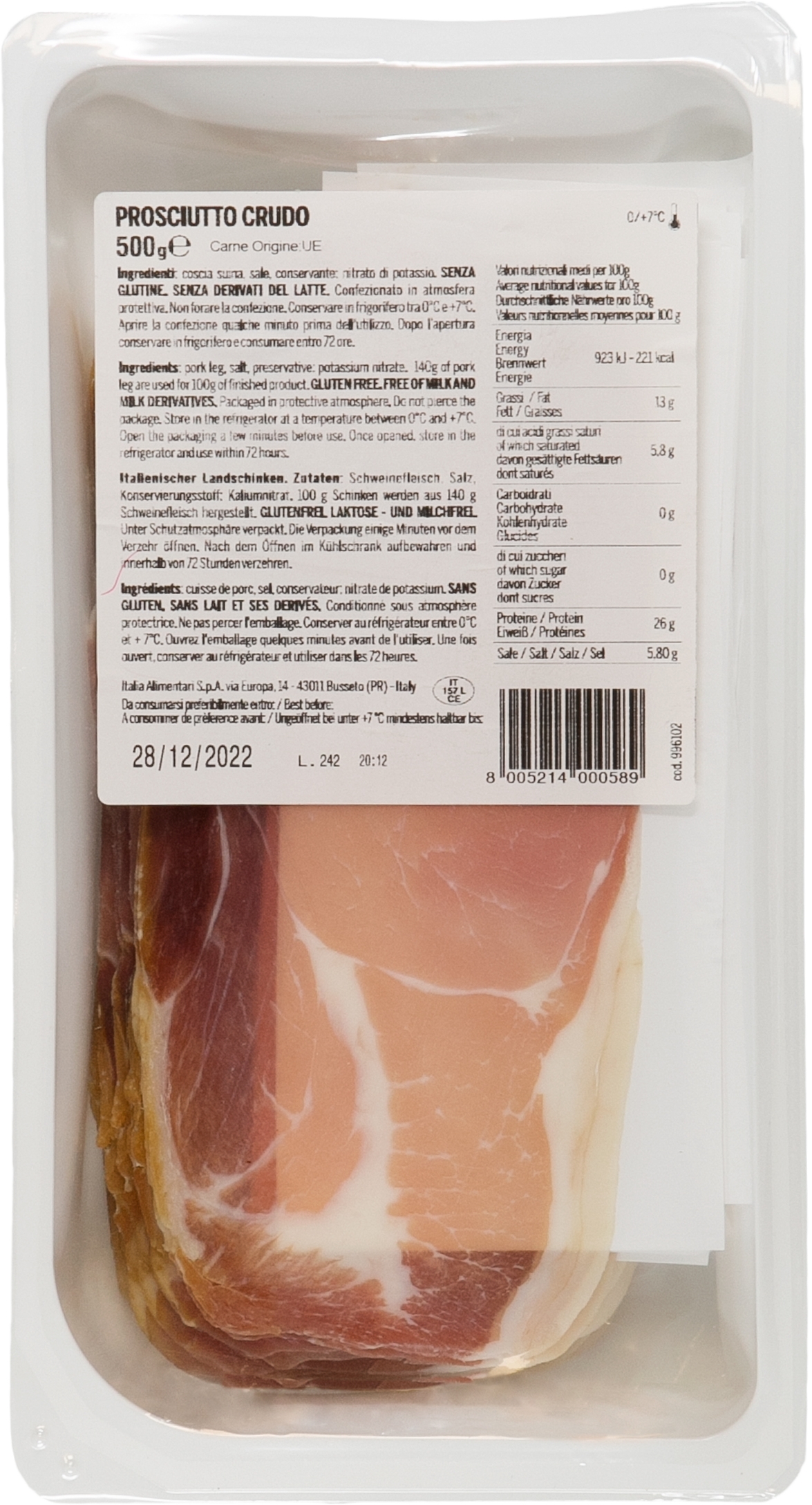 Προσούτο σε φέτες 500g Προσούτο σε φέτες 500g