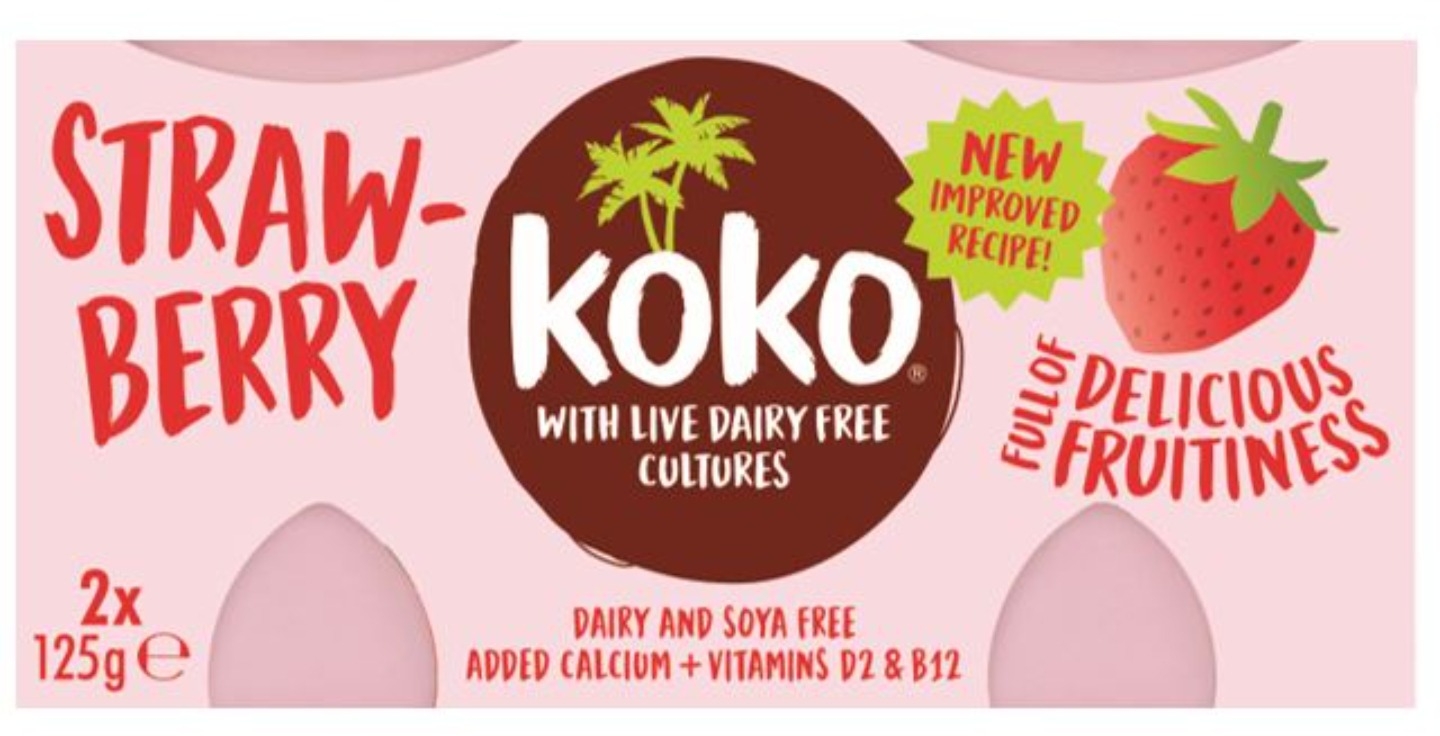 Koko Dairy Free strawberry yogurt alternative 2 x 125g Koko Dairy Free strawberry yogurt alternative 2 x 125g