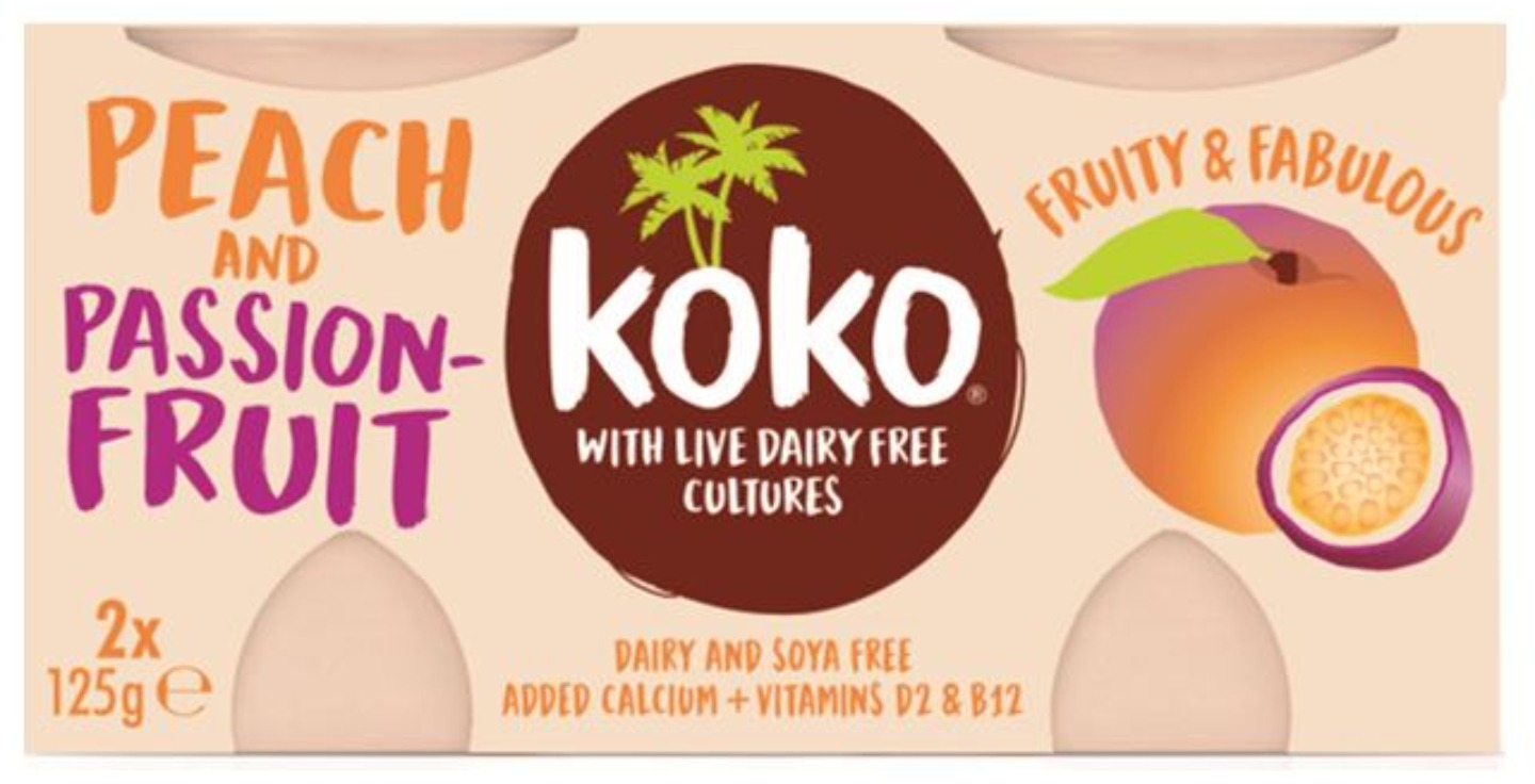Koko Dairy Free peach & passionfruit yogurt alternative 2 x 125g Koko Dairy Free peach & passionfruit yogurt alternative 2 x 125g