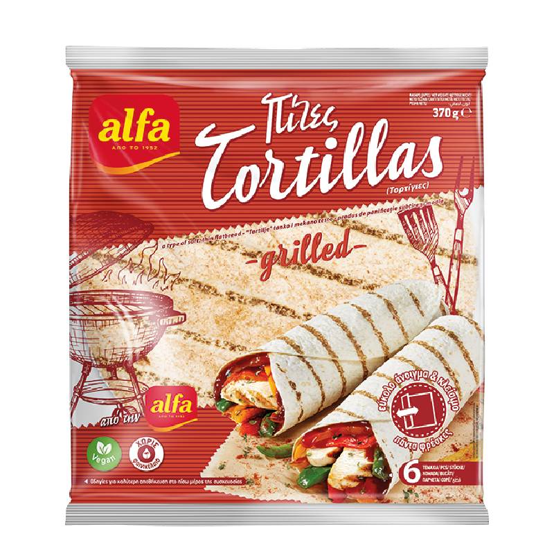 Alfa Tortilla Grilled 6x25cm 370g Alfa Tortilla Grilled 6x25cm 370g