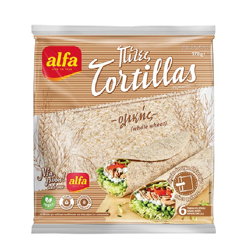 Alfa Tortilla Whole wheat 6x25cm 370g Alfa Tortilla Whole wheat 6x25cm 370g