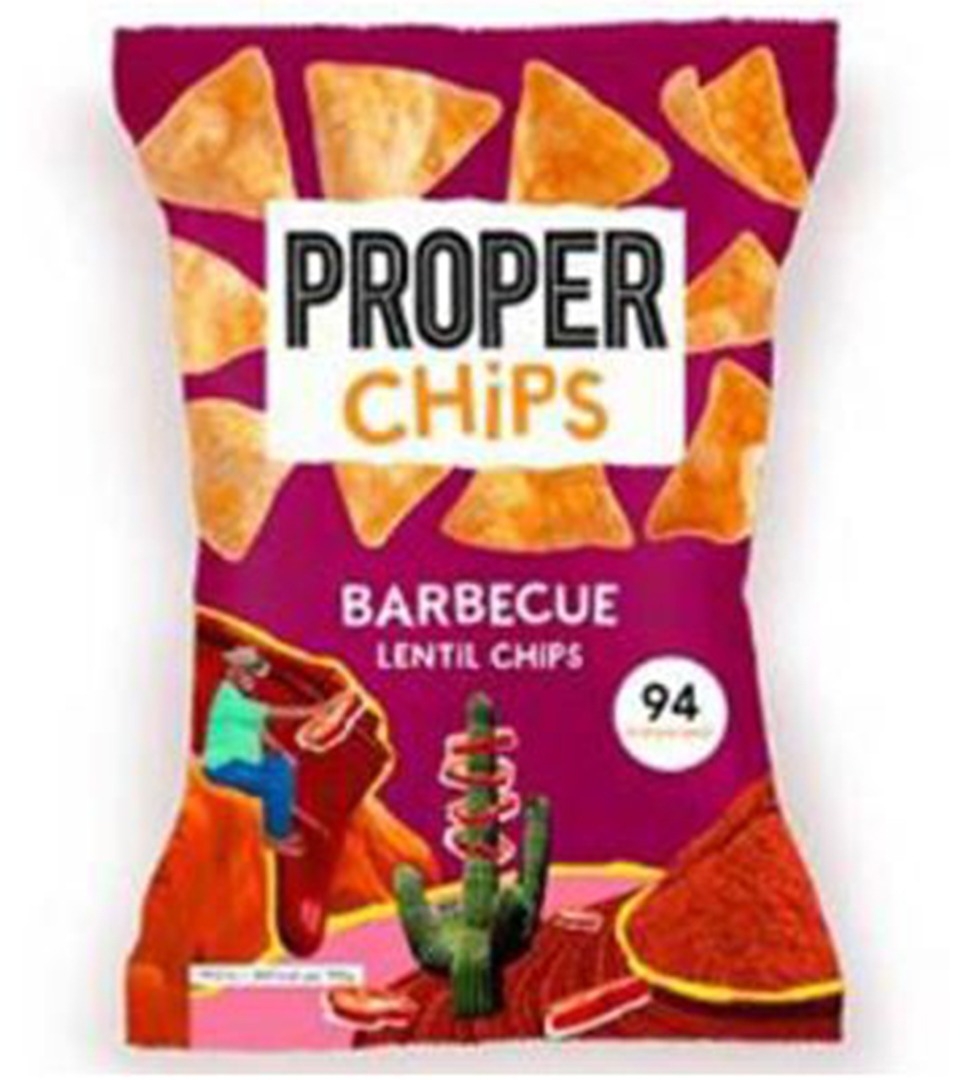Proper Τσιπς απο φακές με γεύση μπάρμπεκιου 85g Proper Τσιπς απο φακές με γεύση μπάρμπεκιου 85g